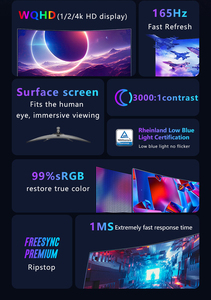 จอคอมพิวเตอร์สำหรับเล่นเกม Rebecah Factory ขนาด <span class=keywords><strong>27</strong></span> 32 34 นิ้ว แบบโค้ง FHD/QHD/UWQHD 165Hz จอกว้างไร้ขอบ จอ LED สำหรับเดสก์ท็อป - Product Image 4
