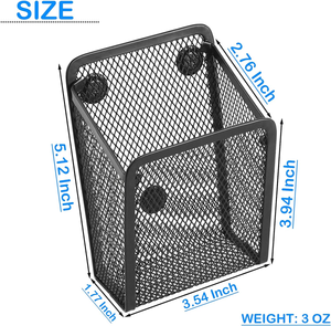 Magnetic Metal <b>Mesh</b> Pencil Holder Black Stainless Steel Pen Holder with Magnets <b>Basket</b> <b>Storage</b> Organizer for Whiteboard - Product Image 6