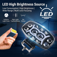 Phare de travail LED en forme de stade, lampe de conduite pour camion, lentille ronde, haute luminosité, faible consommation, auxiliaire