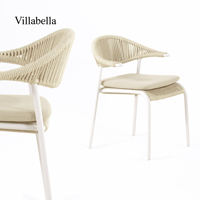 Chaise de salle à manger d'extérieur empilable moderne en corde tressée, mobilier de patio avec structure en aluminium, sièges de jardin pour hôtel, restaurant, complexe hôtelier