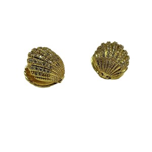 Boucles d'oreilles clous en forme de coquillage doré, micro-incrustées de zircone, forme géométrique, bijoux de mode pour soirée - Product Image 5