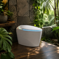WC intelligent à chasse d'eau automatique en céramique avec bidet intégré, capteur infrarouge, siège chauffant, couvercle automatique et télécommande