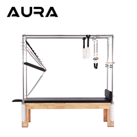 Équipement de Pilates de luxe en chêne, design classique Cadillac, durable, avec barre de réglage.