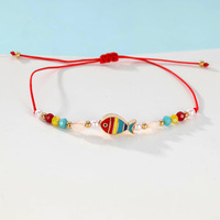 Bracelet en corde tressée avec cristaux de poisson en émail coloré d'été, ensemble de perles bohèmes pour couples et amis