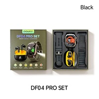 Jam Tangan Pintar DF04 Pro Set dengan Earbud GPS Panggilan Telepon Pelacak Detak Jantung Pelacak Tidur IP68 2 Tali Silikon