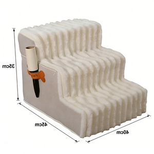 Escalier pour animaux de compagnie en polaire douce 40x45x35cm, antidérapant, pour intérieur, avec poche latérale pour petits animaux - Product Image 1