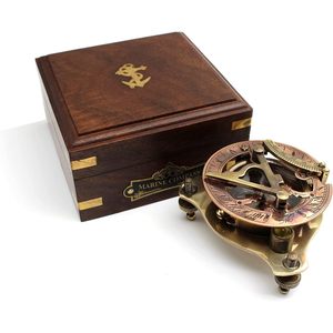 ALFA NAUTICAL Vintage Style Brass Sundial Compass Adjustable <b>Screw</b> Legs Durable Portable Leather Case Packaging for Travel - Product Image 6