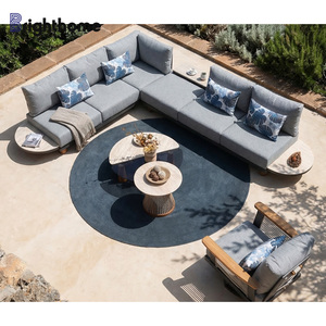 Luxury Aluminum Hotel Outdoor Furniture Patio <b>Set</b> Garden Corner Modular Sectional Resort <b>Sofas</b> with Teak Arm Bp-8663 Waterproof - Product Image 3