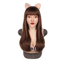 Masque en silicone masculin à féminin avec formes mammaires en silicone Masque facial réaliste en silicone pour crosscommode