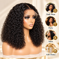 Prix d'usine Perruque de cheveux humains vierges birmans bruts, densité 300%, SDD Pixel Curl, Lace Frontal 13x4, entièrement nouée à la main, bouclée profonde
