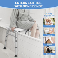 Chaise de douche Simplywalk 150 kg en alliage d'aluminium avec accoudoirs et pieds antidérapants pour salle de bain et baignoire, idéale pour personnes âgées, certifiée MDR CE, partenaire de longue date