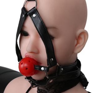 BDSM Yetişkin Ürünleri At Tipi Nefes Alabilen Su Geçirmez Silikon Ağız Kapağı Topu Burun Kancası ile Kölelik Ekipmanı SM Seks Oyuncağı - Product Image 6