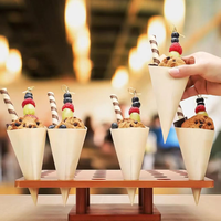 Ensemble de présentoirs coniques en bois personnalisés pour apéritifs, plateau de service pour buffet, support pour frites et desserts