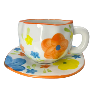 Set di Tazza da Caffè in <span class=keywords><strong>Porcellana</strong></span> da 300ml con Piattino e Vassoio, Design Floreale Rosa Dipinto <span class=keywords><strong>a</strong></span> <span class=keywords><strong>Mano</strong></span>, Adatto per Microonde e Lavastoviglie, Carino ed Elegante - Product Image 5