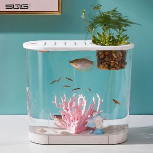 Bể cá hình chữ nhật nhựa trong suốt HD cao cấp 1L, kích thước 32x12.4x16.2cm, thích hợp nuôi cá vàng, trang trí phòng khách, cảnh quan sinh thái. - Product Image 4