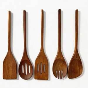 Solid Wood <b>Kitchen</b> Utensil Set 4Pcs Acacia Wood Spatula Spoon Non Scratch Cookware Tools Easy To Clean - Product Image 4