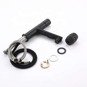 ユニークなデザインのウォッシュシンクミキサープレスボタンマットブラックベイスン蛇口引き出し式スプレー付き - Product Image 6