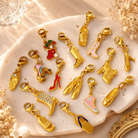 Breloques personnalisées en acier inoxydable plaqué or 18 carats, émail, fermoir mousqueton, pour chaussures, bottes, baskets, pantoufles, patins, bracelet, cadeau DIY