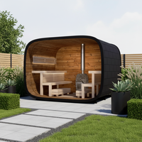 Sauna Exterior de Cedro Rojo Canadiense Única, Sauna Cúbica para 4-6 Personas, Experiencia Tradicional
