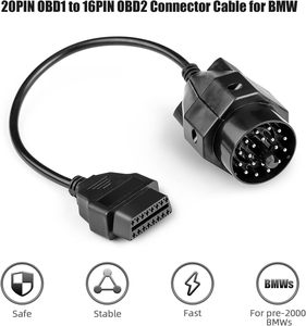 Cavo Adattatore Connettore OBD1 20PIN e OBD2 16PIN per BMW <span class=keywords><strong>E31</strong></span> E32 E34 E36, Compatibile con Strumenti di Scansione OBD 1, Nero, Compatibile con Windows XP - Product Image 4