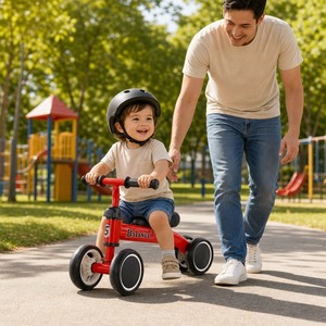 Vélo d'équilibre pour enfants certifié CE EN71, jouet à pousser pour tout-petits, mini-trottinette à 4 roues pour bébés, premier vélo d'équilibre pour bébés - Product Image 2