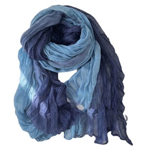 Automne et hiver cravate teinture dégradé écharpe rétro polyvalent imprimé long châle plissé - Product Image 5