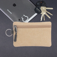 Pochette zippée en toile vierge géométrique et durable avec porte-clés, pour maquillage, cartes et clés, personnalisable avec logo