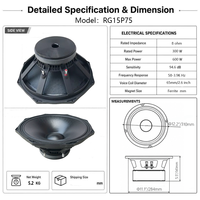 Haut-parleur professionnel de 15 pouces pour médiums et basses, 450W AES, woofer haute sensibilité pour systèmes Line Array et Full Range