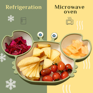 Plato de Silicona con Forma de Cangrejo, Plato Dividido de Grado Alimenticio con Ventosa, Vajilla Infantil Desechable - Product Image 2