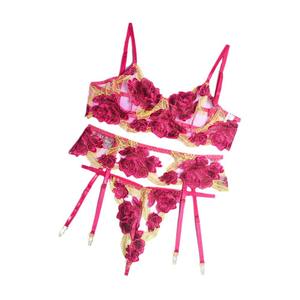 Grenzüberschreitende Quellen Europäisch-Amerikanischer Außenhandel Sexy Damen Buntes Besticktes Dreiteiliges Dessous-Set ODM - Product Image 5