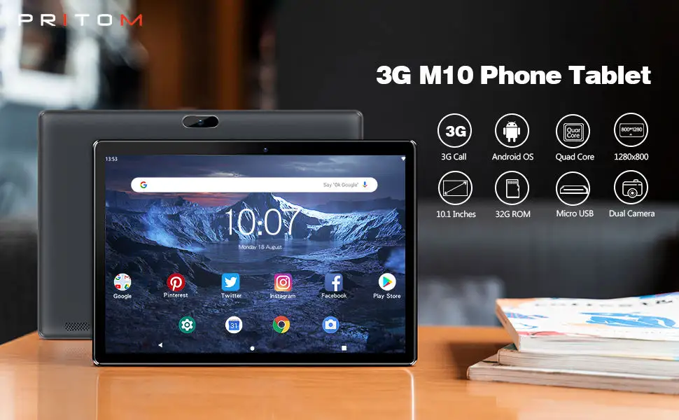 Tablet Quad core 10.1 inci android tablette pc, hemat biaya prosesor RAM 2GB ROM 64GB mendukung panggilan 3G