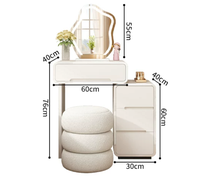 YIFAN Miroir LED sur pied moderne et durable, table de toilette murale avec grand meuble de rangement, en bois de pin blanc et panneau MDF, pour villa