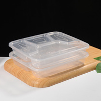 Boîte Bento PP 920 ml à 4 compartiments pour préparation de repas saine, salade de pâtes, fitness, conteneur jetable pour livraison de repas à emporter