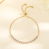 Pulseras de Lujo para Mujer, Pequeñas, Transparentes, Blancas, Cuadradas, con Incrustaciones, Chapadas en Oro de 18K, Accesorios de Joyería
