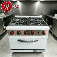 Équipement de cuisine commerciale, cuisinière à gaz 4 brûleurs avec four, en acier inoxydable, cuisinière autonome au GPL pour les entreprises de restauration