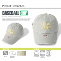 Gorra de béisbol personalizada de alta calidad con logotipo de imagen Vintage, gorra de algodón de 6 paneles, gorra de papá rasgada con logotipo bordado informal a la moda Unisex