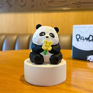 Statuetta Miniatura di Panda in Stile <span class=keywords><strong>Intaglio</strong></span> del Legno, Creativa Bambola Cartoon per Decorazione Auto, Casa e Scrivania - Product Image 6