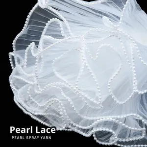 Đa màu trắng ngọc trai cạnh không thấm nước tráng lưới bó hoa giấy gói winkled lượn sóng cuộn - Product Image 2