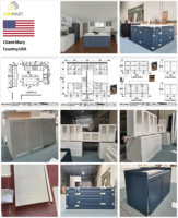 CBMMart Personnalisation gratuite Armoires de cuisine classiques bleues en pierre de quartz avec évier Ensemble table îlot de cuisine Armoire