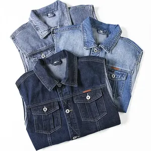 Oem Design Denim Vest Men's Jacket Sleeveless Casual Waistcoat Men Utility Jacket Men Male Jacket Cowboy Washed