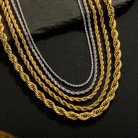 BESP1002 Collier chaîne torsadée en acier inoxydable 316L noir/or rose, style hip-hop, 5 mm/6 mm, pour hommes, prix de gros