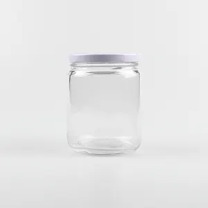 500Ml 550Ml 473Ml 16Oz Ronde Vorm Virgin Kokosolie Augurk Voedsel Lege Verpakking Glazen Pot Met deksel