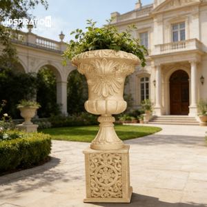 Jarrón de piedra fundida para colonnadas exteriores, jardineras de piedra fundida a medida - Product Image 1