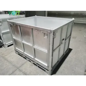 Almacén industrial apilable plegable almacenamiento metal acero palé caja para caucho - Product Image 1