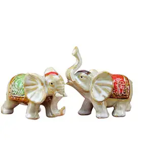 Estátua de elefante de cerâmica decorativa, estatueta de feng shui