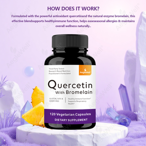 AegleWell Quercetina Estandarizada al 95% con Bromelina, Alta Biodisponibilidad, Apoyo Inmunológico y Respiratorio, 120 Cápsulas Vegetarianas - Product Image 5