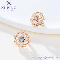 X001253275 Perhiasan XUPING Anting Tusuk Wanita Trendi Lapis Emas 18K Paduan Tembaga Ramah Lingkungan Desain Bunga CZ Sintetis