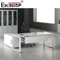 Bureau de direction moderne de luxe en forme de L pour patron ou manager, table d'ordinateur en bois avec design modulaire pour le mobilier de bureau à domicile