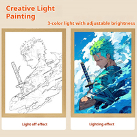 Precio al por Mayor, Obras de Arte Enmarcadas en 3D, Ilusión Óptica, Pintura de Luz Anime, Arte de One Piece, LED Zoro para Decoración de Escritorio