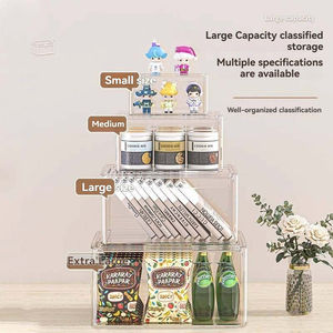 <span class=keywords><strong>Caja</strong></span> de Almacenamiento de Escritorio YHYP, Organizador de Cosméticos, Mascarillas Faciales y Refrigerios, Plástico Transparente, Apto para Lavavajillas, Plegable, para el Hogar - Product Image 3